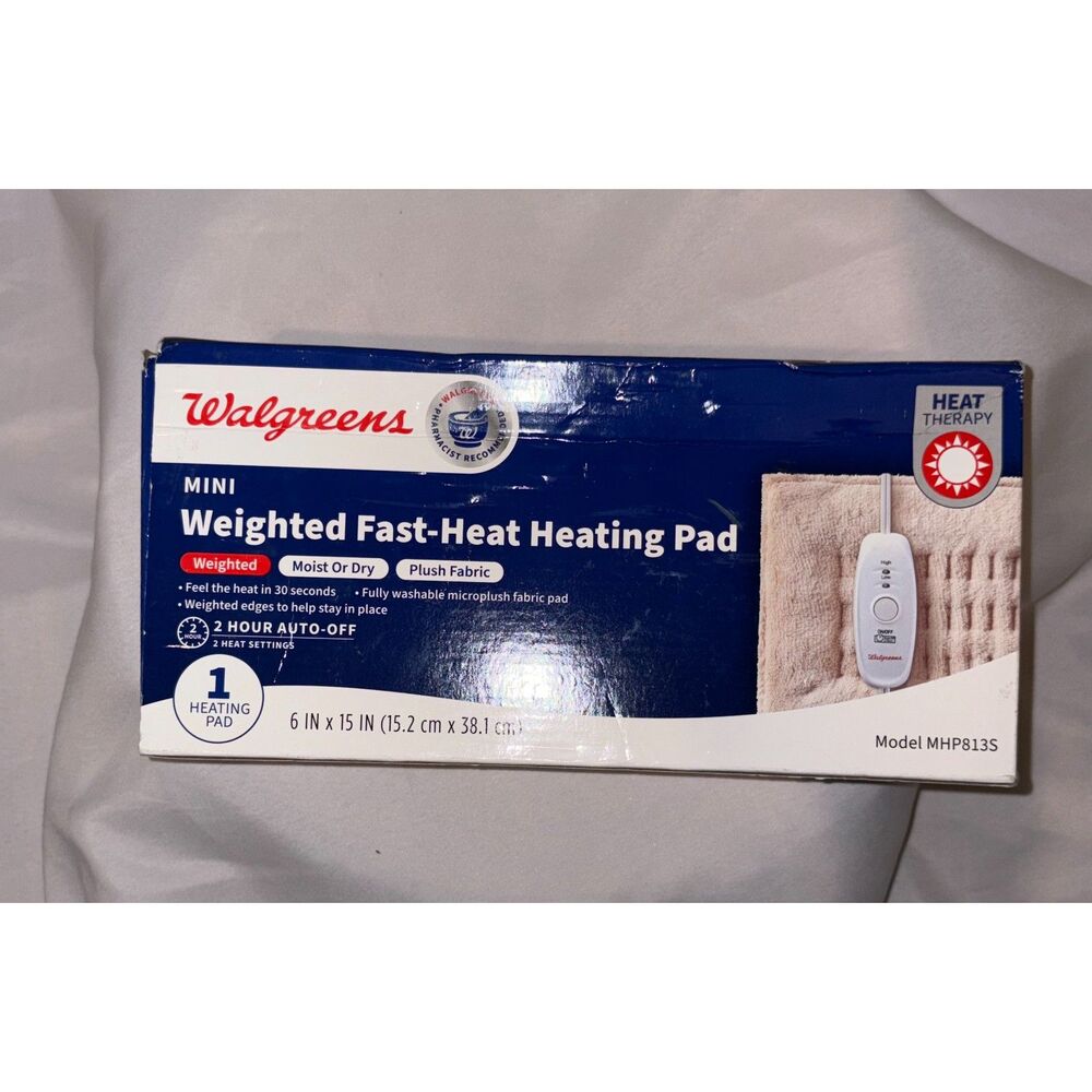 Walgreens Mini Weighted Fast-Heat Heating Pad MHP813S Pain Relief Cream/Tan
